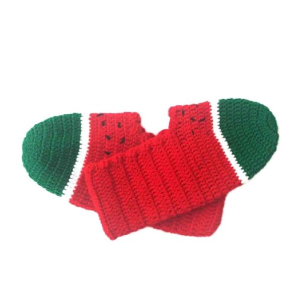 Crochet Slippers for Women Acrylic fiber Knitted Watermelon