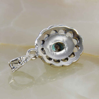Persian Silver Pendant with Turquoise Gemstone Nahal
