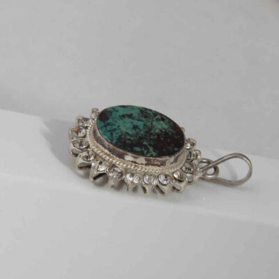 Persian Silver Pendant with Turquoise Gemstone Royan