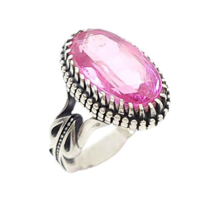 Persian Pink Topaz Silver Ring for Men Jalal