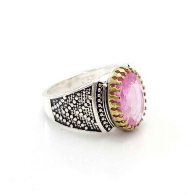 Persian Pink Topaz Silver Ring for Men Vahab