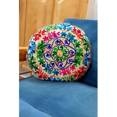 Embroidered Cushion Cover – Round Suzani Design Rana