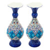 Set of 2 Decorative Copper Vase Hand-Painted with Persian Minakari Enamel Sarahi