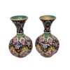 Set of 2 Decorative Pottery Vase Hand-Painted with Persian Minakari Enamel