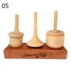 Set of 3 Handmade Persian Wooden Spinning Tops – Elegant Traditional Toys