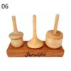 Set of 3 Handmade Persian Wooden Spinning Tops – Elegant Traditional Toys