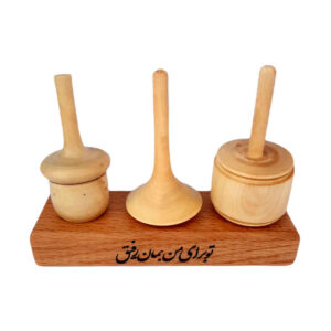 Set of 3 Handmade Persian Wooden Spinning Tops