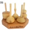Set of 5 Classic Persian Wooden Spinning Tops – Traditional Handcrafted Toys