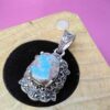 Persian Silver Pendant with Turquoise Gemstone Ahoo