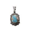 Persian Silver Pendant with Turquoise Gemstone Ahoo