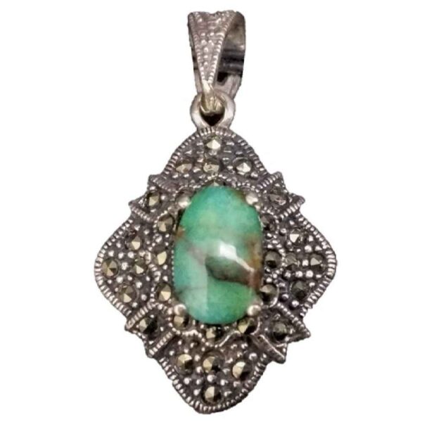 Persian Silver Pendant with Turquoise Gemstone Asa