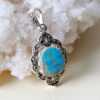 Persian Silver Pendant with Turquoise Gemstone Asal