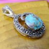 Persian Silver Pendant with Turquoise Gemstone Dela