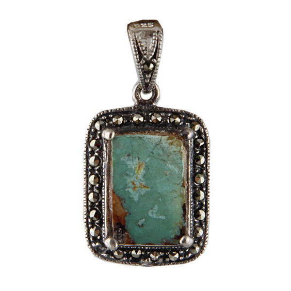Persian Silver Pendant with Turquoise Gemstone Eram