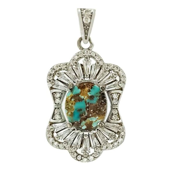 Persian Silver Pendant with Turquoise Gemstone Farah