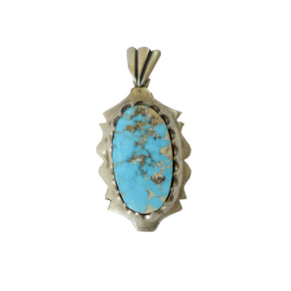 Persian Silver Pendant with Turquoise Gemstone Homa