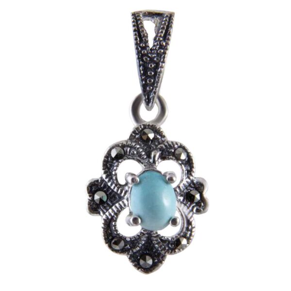 Persian Silver Pendant with Turquoise Gemstone Lena
