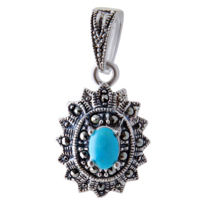 Persian Silver Pendant with Turquoise Gemstone Lia