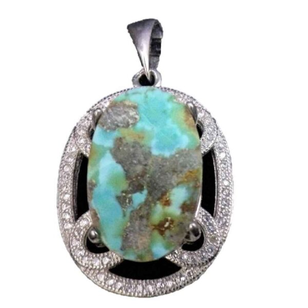 Persian Silver Pendant with Turquoise Gemstone Noor