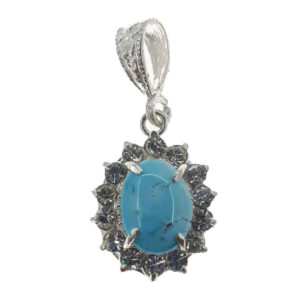Persian Silver Pendant with Turquoise Gemstone Saba