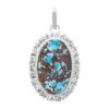 Persian Silver Pendant with Turquoise Gemstone Sadaf
