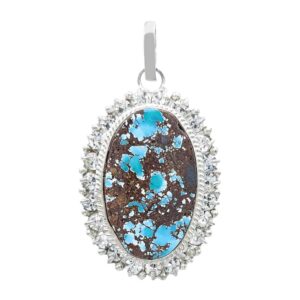 Silver Pendant with Persian Turquoise Model Sadaf