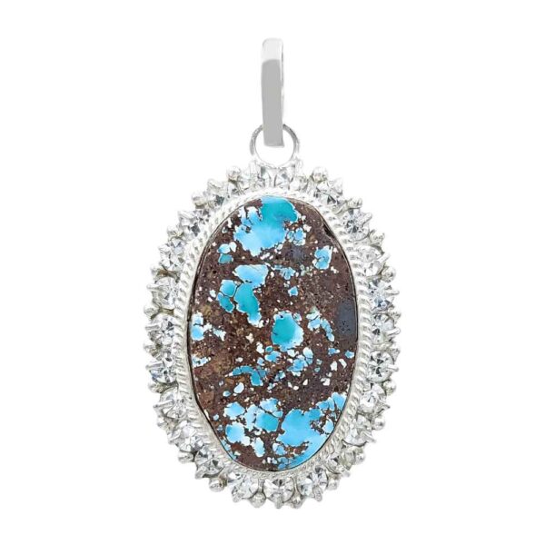 Persian Silver Pendant with Turquoise Gemstone Sadaf