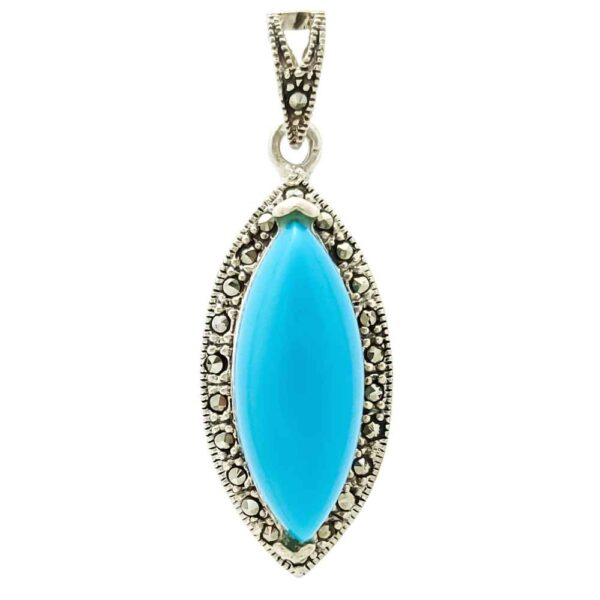 Persian Silver Pendant with Turquoise Gemstone Samar