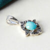 Persian Silver Pendant with Turquoise Gemstone Zohal