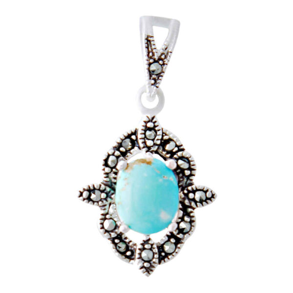 Persian Silver Pendant with Turquoise Gemstone Zohal