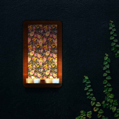 Persian Wooden Tealight Wall Sconce Paisley(x2)