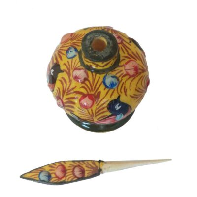 Persian Surma Dani Container for Keeping Kohl Made of Wood Gol o Morgh (x2)