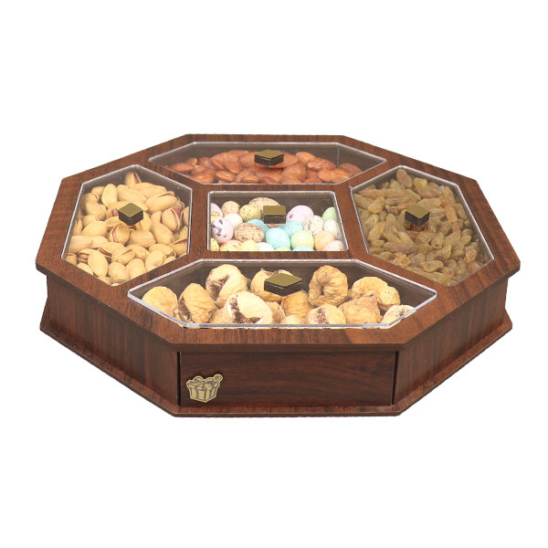 Wooden Nuts & Snacks Organizer Box Model Octagon