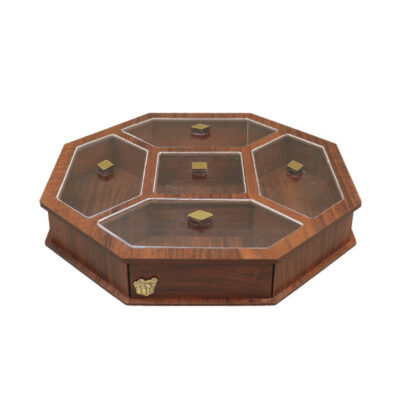 Octagon Model Wooden Nuts & Snacks Organizer Box