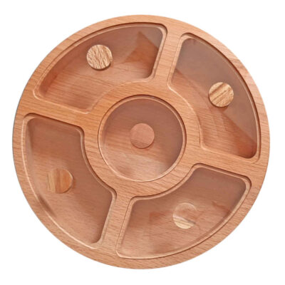 Round Design Nuts & Snacks Organizer Box Made of Wood
