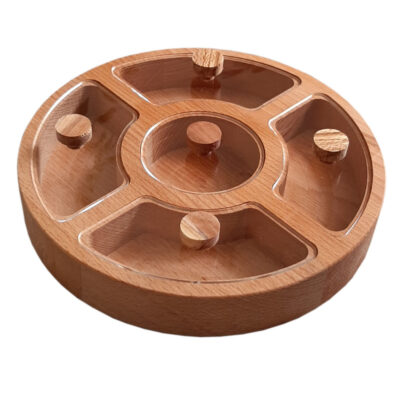 Wooden Nuts & Snacks Organizer Box Model Round