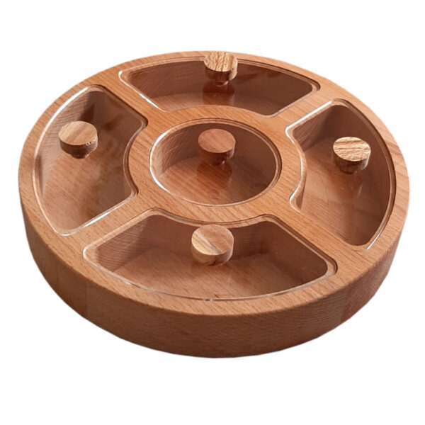 Round Design Nuts & Snacks Organizer Box Made of Wood