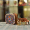 Wooden Business Card Box Inspired by Persian Khatamkari Art Flower