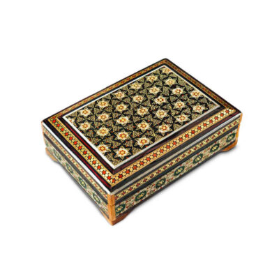 Persian Wooden Playing Card Box – Khatam Enameled Star