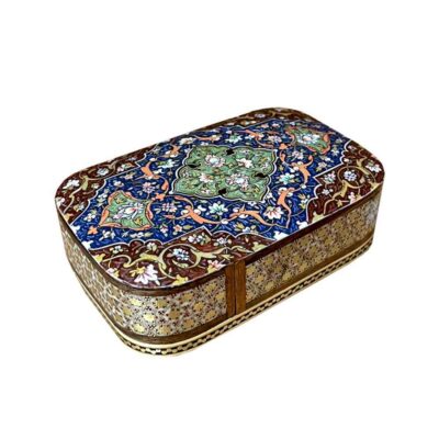 Persian Wooden Playing Card Box – Khatam Enameled Tazhib