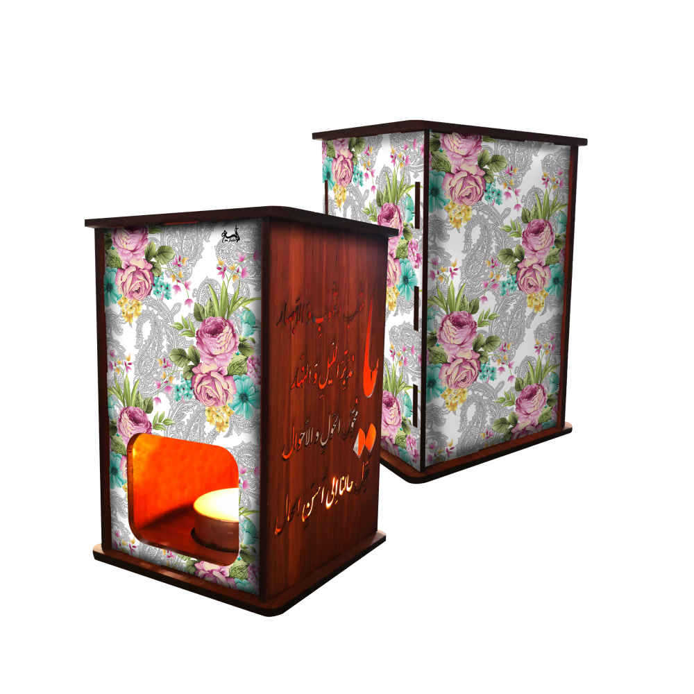 Persian Wooden Tealight Lantern Floral (x2)