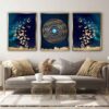 3 pcs Islamic Poster Print - Ayatul Korsi Framed Wall Art