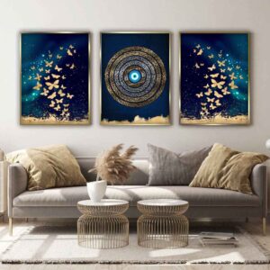 3 pcs Islamic Poster Print – Ayatul Korsi Framed Wall Art