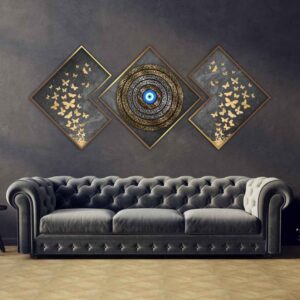 3 pcs Islamic Poster Print – Throne Verse Framed Wall Art