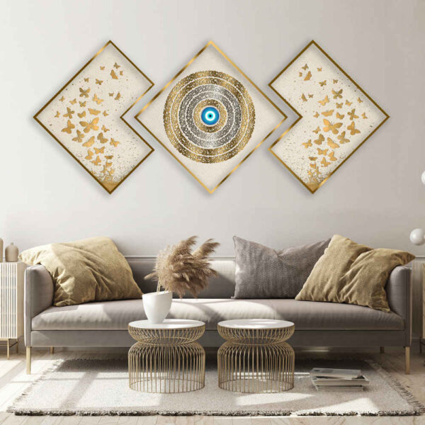 3 pcs Islamic Poster Print - Ayatul Korsi Framed Wall Art