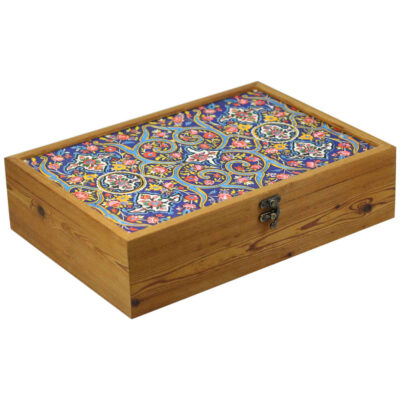 Wooden Tea box Organizer with chests and Persian Pattern Barana