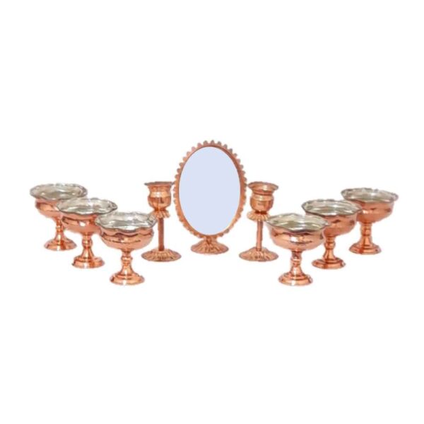 Copper Haftseen Set Dishes with Mirror suitable for Nowruz Diba