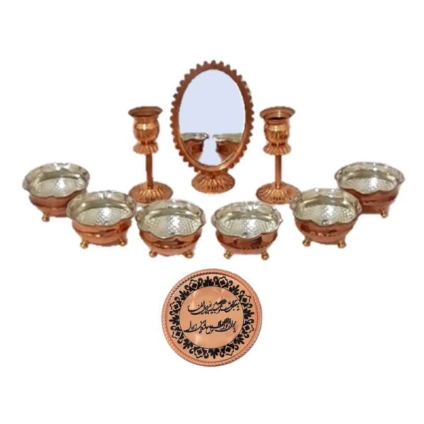 Copper Haftseen Set Dishes with Mirror suitable for Nowruz Erika
