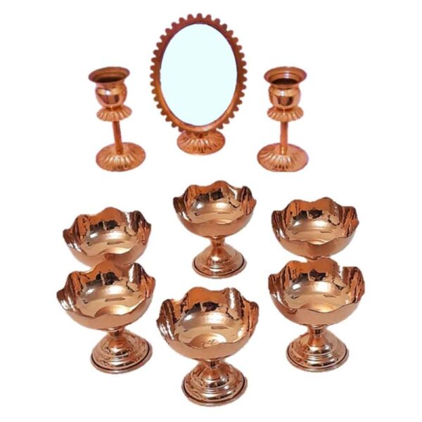 Copper Haftseen Set Dishes with Mirror suitable for Nowruz Tashir