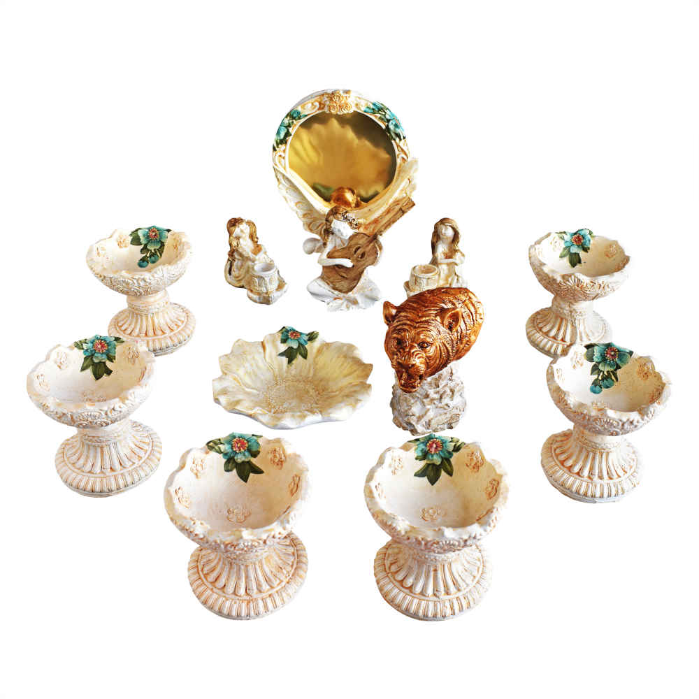 Haftseen Set Dishes with Mirror suitable for Nowruz Delaviz (11 Pcs)